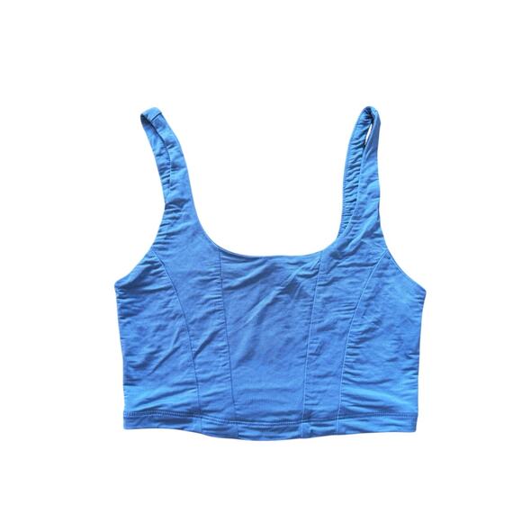 Free People Be Cool Brami Satin Corset Crop Tank Top Light Blue XS Coquette Y2K - Picture 2 of 5